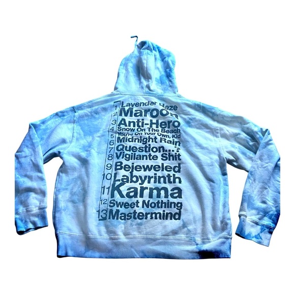 Taylor Swift Midnights Blue Tie Dye Hoodie Sz L - Picture 2 of 4